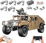 Technik Auto für CADA Humvee H1 C61036W, Mit Motoren Set und LED-Licht, 1:8 Groß Auto Modellbausatz, 3935 Teile Klemmbausteine Set für Hummer H1 Modell
