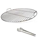 huanniu 304 grillrost Edelstahl rund mit Griff, 54.5 cm Durchmesser für 57 cm Holzkohlegrills z.B Weber,Grillroste Ersatz kugelgrill 57 cm,mit Grillclips
