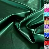TOLKO 1m Glanz Satin Stoff Meterware als Modestoff Dekostoff Kostümstoff Gardinenstoff Vorhangstoff Hochzeitsstoff | Glitzer Satinstoffe zum Nähen Dekorieren | Nähstoffe 150cm breit (Dunkel Grün)