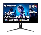 Predator X27U F3 Gaming Monitor 26.5 Inch (69 cm Screen) WQHD, OLED, 480Hz, 0.01ms (PRT)/0.03ms (GTG), DP 1.4, 2xHDMI 2.1, Type-C 90W, USB HUB, Height-Adjustable, Rotatable, FreeSync Premium Pro