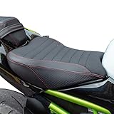 Motorrad Leder Solo Sitz Vorne Fahrer Sitzkissen Sattel Sitzbezug Sitzbank Kompatibel mit Z900 Z 900 2017 2018 2019 2020 2021 2022 2023 2024, Schwarz