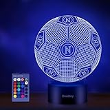 HooJtny Fußball Lampe Napoli, Napoli Fußball 3D Led Nachtlicht, 16 Farben USB wiederaufladbar, Kinder Geburtstag Geschenk