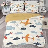 Syhi Qlty Bettdecke 240x260 cm,Cartoon Kinder Bettdecke 240x260 4 Jahreszeiten Steppdecke Waschbar Bettdecken,Vierjahreszeiten Schlafdecke Ganzjahresdecke Orange mit 2 Kissenbezug 80x80cm AL96