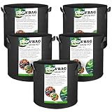 Gemtte Pflanzsack, 5 Stück 12L Pflanze Grow Töpfe, Atmungsaktive Vliesstoff Stofftöpfe mit Griffen für Kartoffeln, Tomaten und Erdbeeren (3 Gallon)