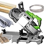 pealiritansemen 1100 W Tischbandsägemaschine, Bandsägen Für Die Holzbearbeitung, Tragbare Metallkappsäge, 0-45° Schnittwinkel, 6-Gang-Einstellung, Kaltschnitt-Metallbandsäge, Mit 6 Sägeblättern
