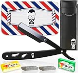 Rasiermesser Barber set 20 Halbe Klingen Etui Leder Reise SAKKAL |Rasierer Friseur Herren Handbart Barber Professional Kit Classic Handpflege Precision Friseurmechanik bartschablonen Bois edelstahl