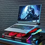 Offgridtec Laptop-Kühler K25 Pro, Belüfteter Ständer mit 4 leisen Lüftern bei 1100 U/min, 2 USB-Anschlüsse, Höhenverstellbar, Ergonomisches Design für Gaming-Konsolen & Laptops, Rot