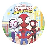 dekora - Tortendeko für Kindergeburtstage - Essbarer Tortenaufleger Spidey 20 cm Diameter - Cake Topper aus Esspapier - Glutenfrei, Laktosefrei, Ohne Zuckerzusatz - Für Vegetarier Geeignet