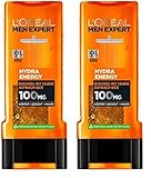 L'Oréal Paris Men Expert Duschgel für Männer, Zur Reinigung von Körper, Haar und Gesicht, Mit Taurin und Minze, Hydra Energy, 1 x 400 ml (Packung mit 2)