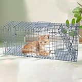Lebendtierfallenkäfig, Katzenfalle, Faltbarer, Humaner Lebendtierfallenkäfig for Drinnen Und Draußen, for Kleine Kaninchen/streunende Katzen/Eichhörnchen/Stinktiere/Tiere Im Freien(95 * 34 * 37cm)