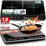 Stillstern Doppel-Induktionskochfeld | Doppel-Induktionskochplatte [3600W] mit Lautlos-Funktion & Turbo-Boost, 12-28cm, 18 Temperaturstufen & Leistungsstufen, 24h Timer, Kindersicherung, Touch