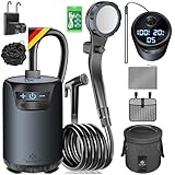 KESSER® Campingdusche Solardusche mit Pumpe & wiederaufladbarem Akku 8000mAh Mobile Dusche | Camping Dusche Set inkl. einstellbarem Duschkopf, 2m Schlauch, Sprühpistole, Halterung & 20L Wasserbehälter