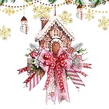 zjhukfmc Dekorativer Lebkuchenhaus für Weihnachtsdekoration, 50x35 cm Realistisch Gestalteter Türkranz mit Attraktiver Deko-Optik, Wetterfester Schmuck für Haustür, Wohnzimmer und Bauernhaus