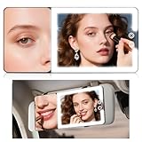 Autosonnenblenden-Kosmetikspiegel mit Beleuchtung & 20-fache Vergrößerung, LED Make-up-Spiegel für die Sonnenblende, wiederaufladbar mit 3 Farben und dimmbarem Licht, universelles für Auto, SUV, LKW