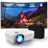 Sunys Bluetooth Mini Beamer, 10000 Lux 1080P HD Full Tragbarer Projektor, LED Heimkino Video Beamer Kompatibel für Tablet/PC/PS4/Firestick, mit USB/HDMI/AV, 150 Zoll Beamer Outdoor/Home