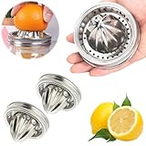 OKESYO 2 Stück Zitronenpresse Zitruspresse Orangenpresse Edelstahl Manuelle Fruchtpresse Home Entsafter für Zitronen Orange Grapfruit und Zitrusfrüchte, Durchmesser 8,6 cm, Spülmaschinengeeignet