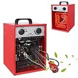 PEILU 5 kW Elektrische Heizgeräte Heizlüfter mit 4 Einstellbarer Heizstufen Überlastschutz Garten Elektroheizkörper Tragbare Elektroheizung Ventilatoren Elektroheizer mit Handgriff (Rot)