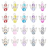 Magibeads Engel Flügel Anhänger Engel Fee Anhänger Charms Bunte Glas Perlen baumeln Anhänger für Halskette Armband Ohrring Schlüsselanhänger DIY Schmuck Machen, 23mm, Glas, Kein Edelstein, 23mm, Glas,