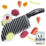 EDELFELD Wellenschneider für Pommes, Obst & Gemüse [TESTSIEGER] - Spülmaschinengeeignetes Wellenmesser mit Titanklinge - Riffelmesser für Erwachsene & Kinder - BLW Wellenschnittmesser aus Edelstahl