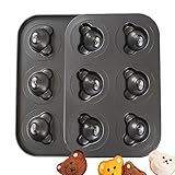 Sinsanye 2 Stück Bären Muffin Backform, 6 Löcher Bären Moule Muffins Antihaftbeschichtete Muffinform, Backform Kinder für Kekse, Kuchen, Brownies und Muffins(18 x 26.7 cm)