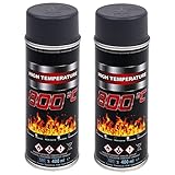 VE-INDUSTRIES 2x Ofenfarbe Anthrazit grau 400ml hitzebestädniger Lack bis 800°C Auspufflack Grilllack Thermofarbe Spray