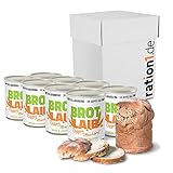 ration1 Roggen-Mischbrot 8 x 350g - Dosenbrot 10 Jahre haltbar! Abgepacktes Brot in der Dose, Vegan & Laktosefrei! Einfach öffnen und genießen!