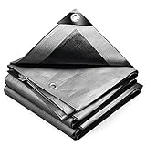 VOUNOT® 4x6m Abdeckplane 240 g/m² Wasserdicht LKW Plane mit Ösen, Schutzplane Gewebeplane für Gartenmöbel Holz Trampolin Poll Auto, Reißfest Beidseitig Beschichtet, Grau