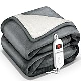sinnlein® Heizdecke mit Abschaltautomatik 160 x 120 cm | Elektrische Wärmedecke mit 9 Temperaturstufen | Kuscheldecke Bett, Sofa | Decke elektrisch mit Timer Digitalanzeige