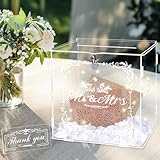 Herenear Hochzeit Kartenbox aus Acryl, Hochzeitsbox Geschenkkarten, Hochzeit Kartenbox Box, Acryl Hochzeitskartenbox mit Schloss, Klar DIY Große Geschenkkartenboxen für Geburtstag Jubiläum Baby Shower