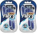 BIC Flex 3 Rasierer Set Männer, 3 Klingen, Für empfindliche Haut, 4 Stück (Packung mit 2)