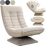 Casaria® Sessel verstellbare Rückenlehne 360° Drehbar Klappbar 150kg Belastbarkeit 60x105x87cm Gepolstert Wohnzimmer Gaming Relax Boden Lounge Sessel Beige