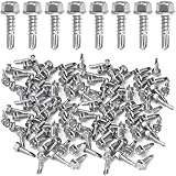 150 Pcs Trapezblechschrauben,Blechschrauben Selbstschneidend,Selbstschneidende Schrauben,Bohrschrauben M4.2x16mm 410 Edelstahl,Dachschrauben Mit Dichtscheibe Spenglerschrauben (Silber)