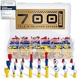 BAURIX® Kabelschuhe Set 700 Stück – 0,5–6 mm² Kabel – Steckverbinder Sortiment mit Quetschverbindern, Flachsteckern, Ringkabelschuhen – für Auto, Elektronik & Haushalt
