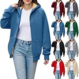 übergangsjacke Winterjacke Teddyfleece Jacke Winter Warm Fleecejacke Gefüttert Teddyjacke Reißverschluss Hoodie mit Kapuze Sweatjacke Frau Kapuzenjacke Wolljacke mantel damen