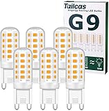 Tailcas G9 LED Lampe Warmweiß 3000K, 5W LED Lampen Ersatz für 30W 40W 50W Halogenlampe, G9 LED Leuchtmittel 500LM, Nicht dimmbar, Kein Flimmern, 360° Abstrahlwinkel, AC 220-240V, 6 Stück