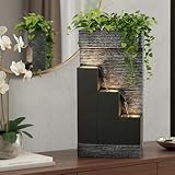 Springbrunnen BK845 mit LED Beleuchtung Gartenbrunnen mit Dekorationsbecken Zimmerbrunnen (58x29x16 cm)