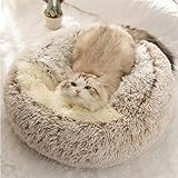 Ndier Flauschiges Katzenbett, rund, weiches Plüsch, Höhle mit Kapuze, Katzenbett, für den Winter, warm, Schlafkissen, rutschfest, maschinenwaschbar, für Katzen und Welpen