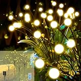 4 Stück Solarlampen für Außen Garten,32 LED Glühwürmchen Solarleuchten,8 Lichtmodis & IP65 Wasserdichte Solarleuchten Warmweiß,Gartenbeleuchtung Dekorative für Weg/Hof/Fußweg/Terrasse/Balkon Deko