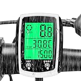 Fahrradcomputer, Kilometerzähler, automatisch, kabelgebunden, 2,4 Zoll (6,1 cm), multifunktional, wasserdicht, Kilometerzähler für Fahrrad, mit LCD-Display mit Hintergrundbeleuchtung, für Entfernung,