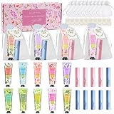 Handcreme Set, 10PCS Mini Handcreme mit Feuchtigkeitsspendender Lip Balm, Organza Bag Thank You Card, Kleine Geschenkset für Frauen, Muttertag, Geburtstags Geschenk ﻿