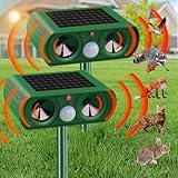 2er-Pack Solar-Betriebener Katzenschreck für Garten, Ultraschall-Katzenschreck für den Außenbereich, kann Katzen, Vögel, Füchse, Waschbären, Kaninchen und Nagetiere wirksam abwehren.