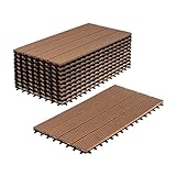 Ventanara® WPC Holz Kunststoff Fliesen Terrassenfliesen Klickfliesen Balkonfliesen 11 Stück = 2m² (30 x 60 cm, Braun Standard)