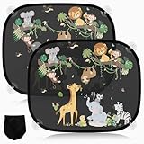 2 Stück Sonnenschutz Auto Baby mit UV Schutz, Sonnenblende Auto Kinder 45x36.5 cm mit 8 Saugnäpfen und Süßen Tier (Rebe Tiere)