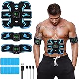 DUOJIN EMS Trainingsgerät Bauchmuskeltrainer, Elektrisch Muskel-Elektrostimulator 6 Modi & 19 Intensitäten USB Wiederaufladbarer Muskelstimulator, Bauchtrainer Ganzkörper/Arm/Po Trainer