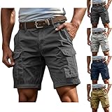 Lvnsdknerse Cargo Shorts Herren, Cargoshorts Herren Kurze Hosen Mit ReißVerschluss Und Knopf Mehrere Taschen MäNner Einfarbig Sommer Shorts Klassische Geschnittene Sportshorts Outdoorhose, 4XL