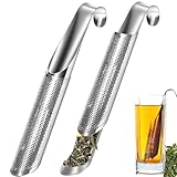 2 Stücks Teesieb aus Edelstahl, Feinmaschiges Teestab Teefilter, Teezerstäuber aus Edelstahl, Teesieb für Losen Tee, Hakengriff Teefilter für Rose, Gewürze, Kaffee