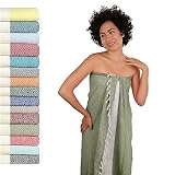 Saunahandtuch Saunatuch Damen + Herren, Hamamtuch groß 100x200 XXL: lang, platzsparend, leicht | Sauna Handtuch, Wellness Spa Tuch, Saunakilt Zubehör | Fouta Hamam Badetuch groß 100x200 cm