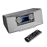 MEDION P85333 Internetradio mit DAB+ (WLAN, UKW, Spotify Connect, Amazon Music, DLNA, USB, Kopfhörer-Anschluss, AUX, Stereo Line-Out Cinch, Sleep Timer) grau