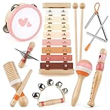 Musikinstrumente Kinder ab 3 Jahre Xylophon Trommel Schlagzeug Kinderspielzeug Musikinstrumente Spielzeug Mädchen 3 Jahre Montessori Holzspielzeug