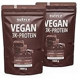 Nutri + Vegan Protein Chocolate Brownie 2000 g - Mehrkomponenten Pulver Schokolade - Pflanzliches Proteinpulver Schoko 2 kg - Eiweißpulver für unverschämt leckerer Eiweiß Shakes